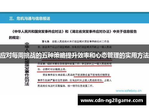 应对每周挑战的五种策略提升效率和心态管理的实用方法